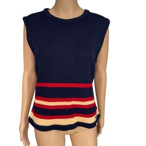 St. John Sport by Marie Gray vintage Navy, Gold, & Red Sweater Vest size M